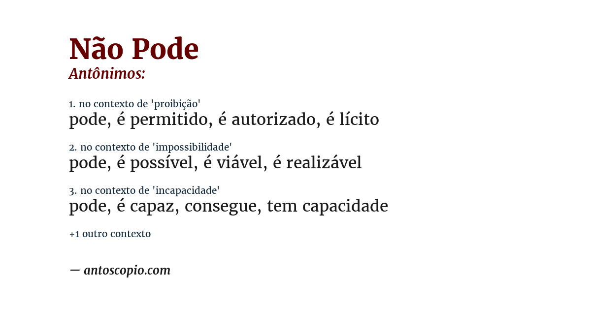 Antônimo de não pode