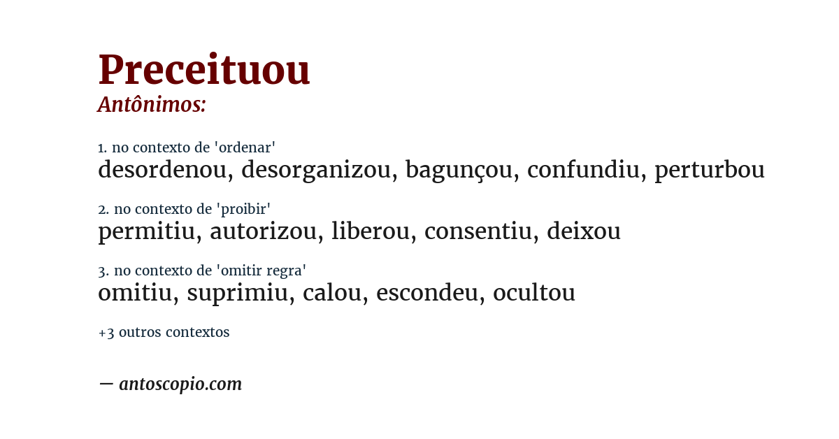 Antônimo de preceituou