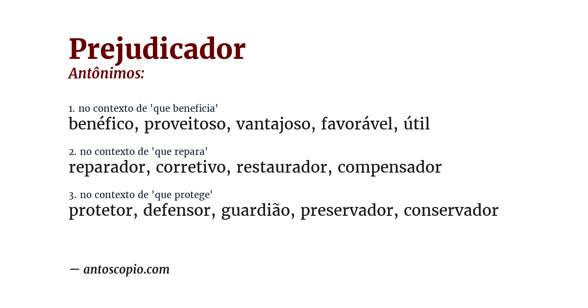 Antônimo de prejudicador