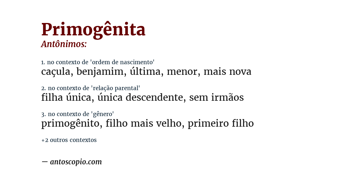Antônimo de primogênita