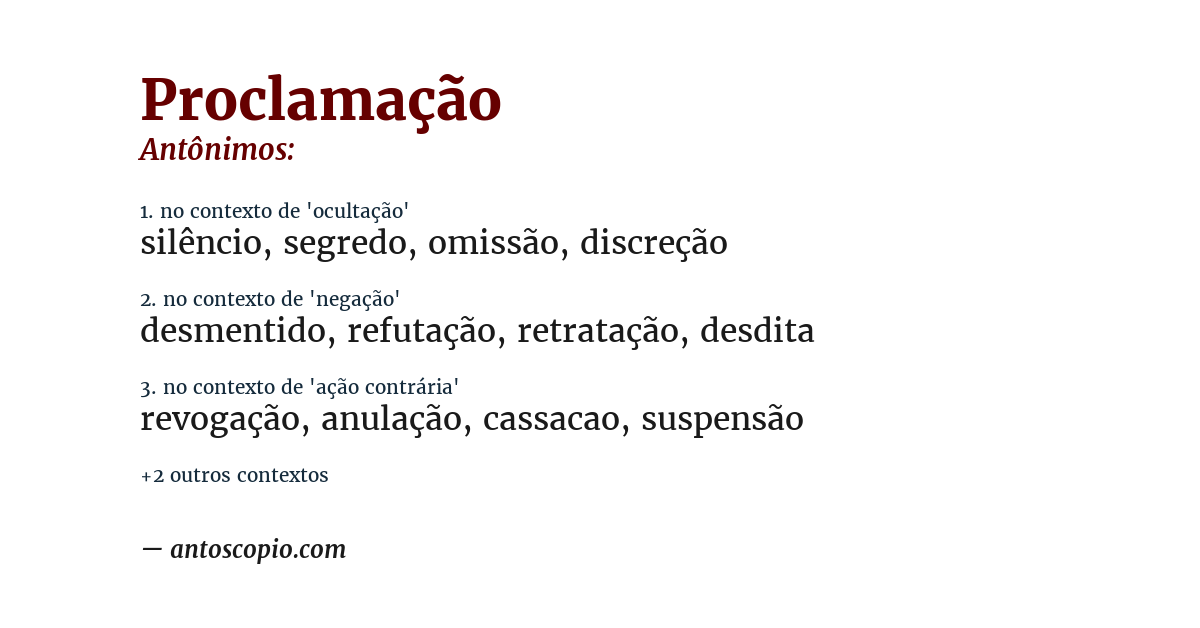Antônimo de proclamação