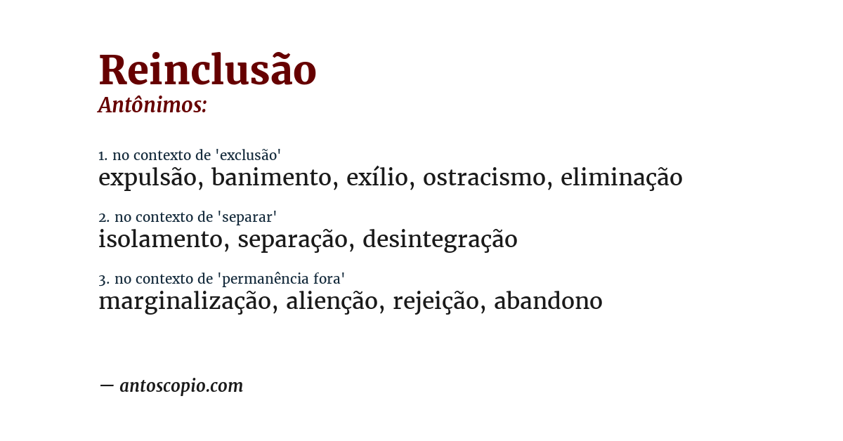 Antônimo de reinclusão