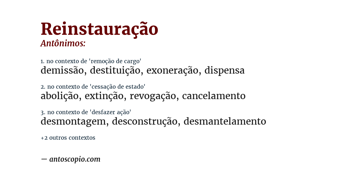 Antônimo de reinstauração