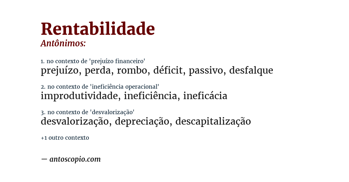 Antônimo de rentabilidade