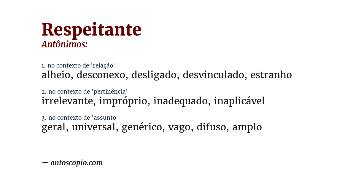 Antônimo de respeitante