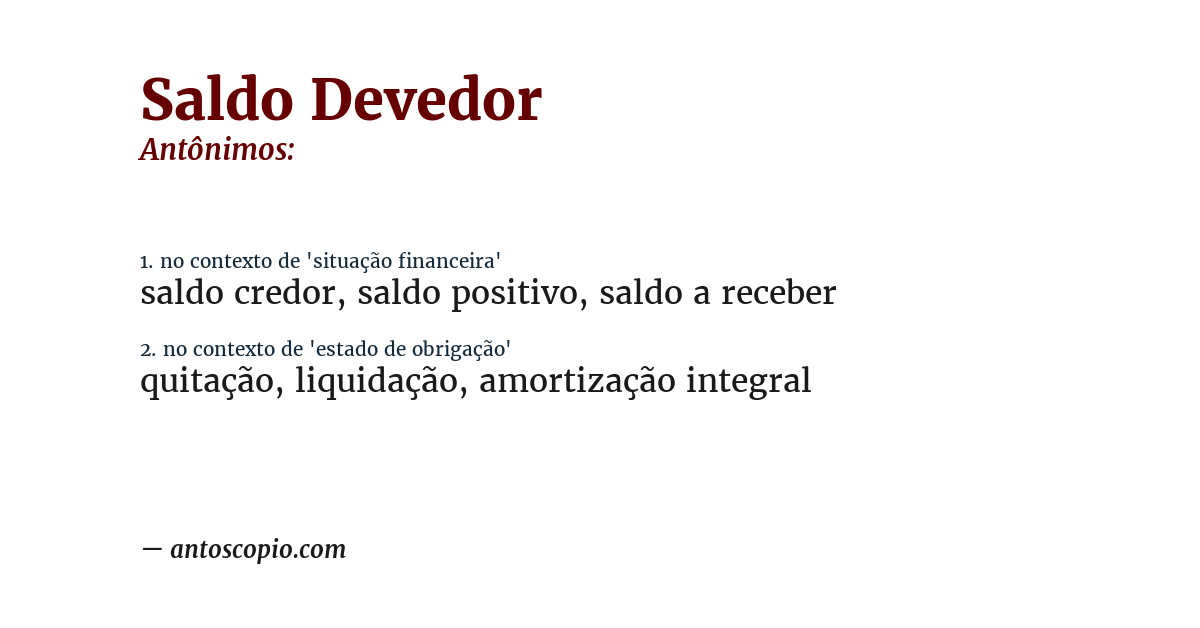 Antônimo de saldo devedor