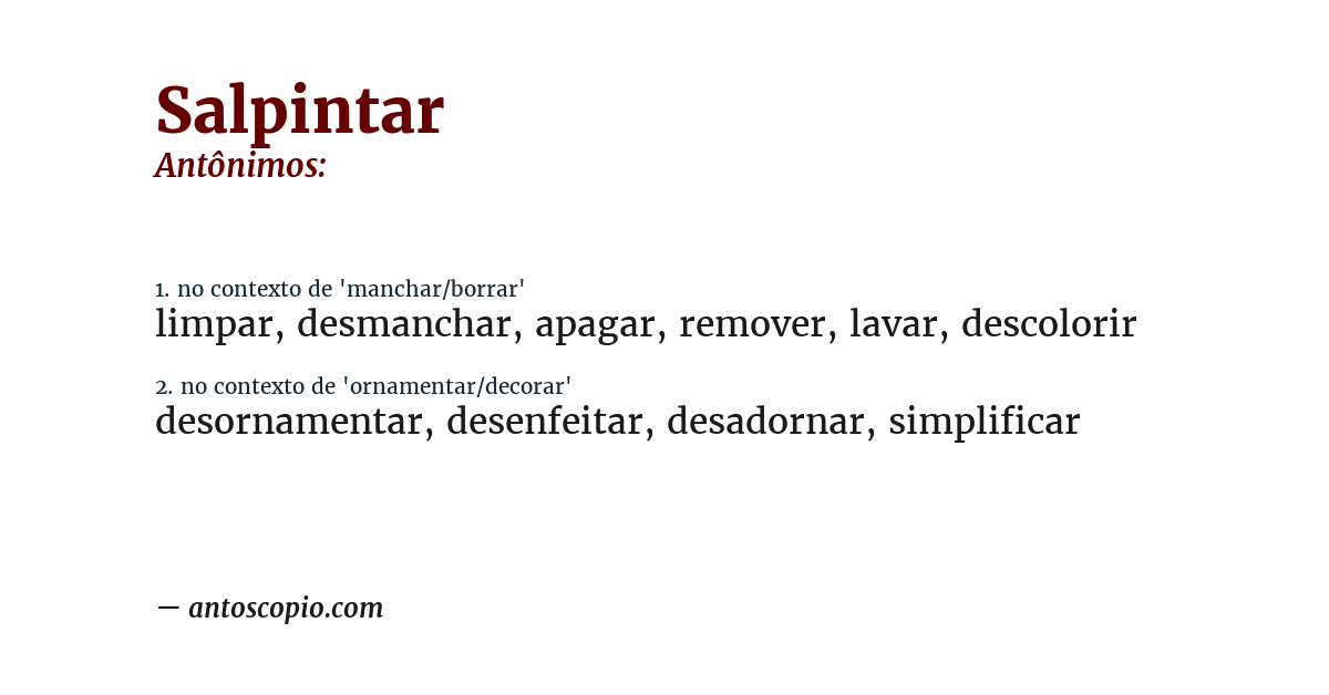 Antônimo de salpintar