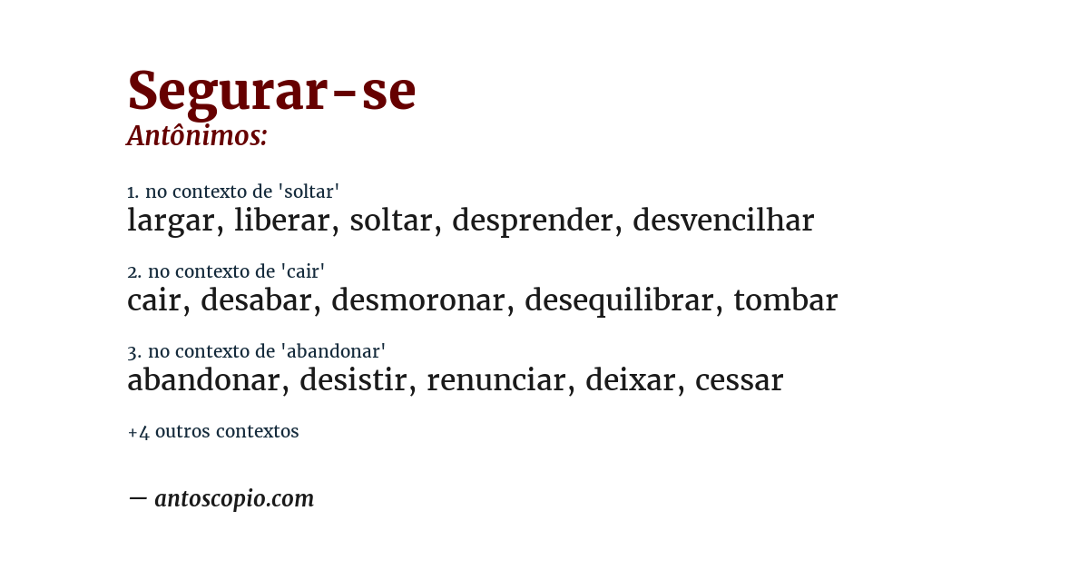 Antônimo de segurar-se