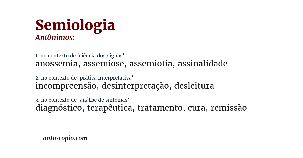 Antônimo de semiologia