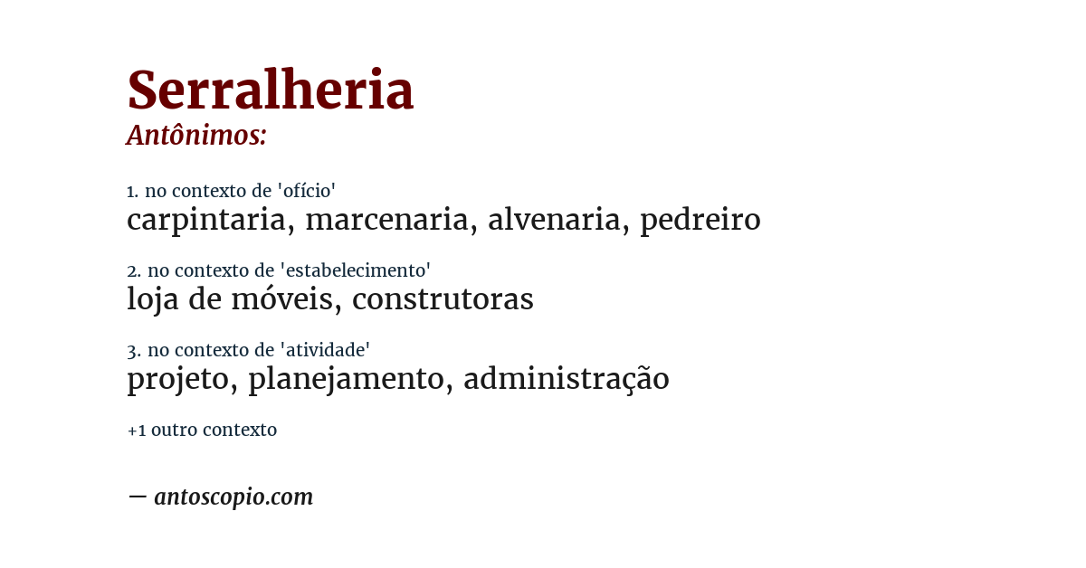 Antônimo de serralheria