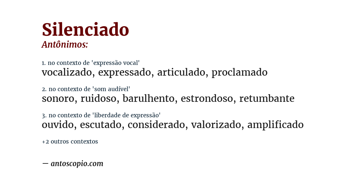 Antônimo de silenciado