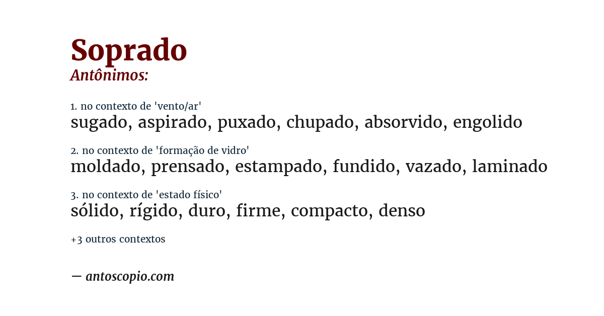 Antônimo de soprado