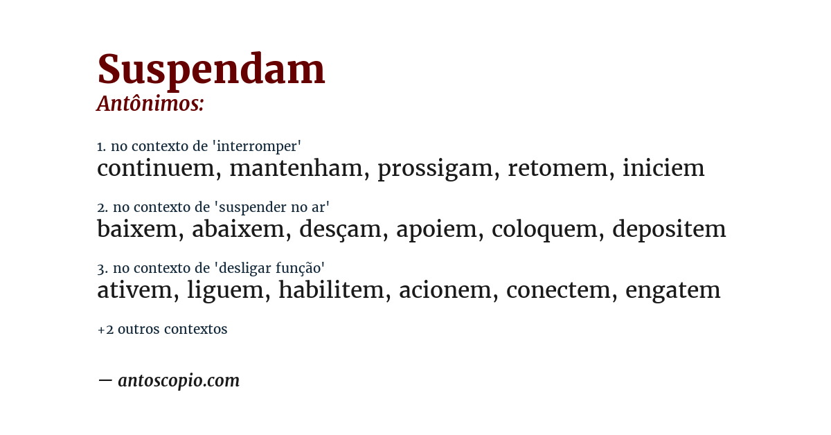 Antônimo de suspendam
