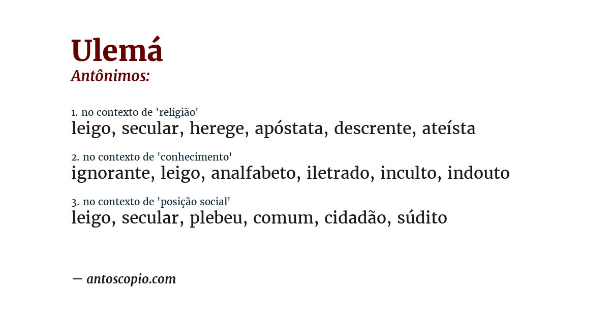 Antônimo de ulemá