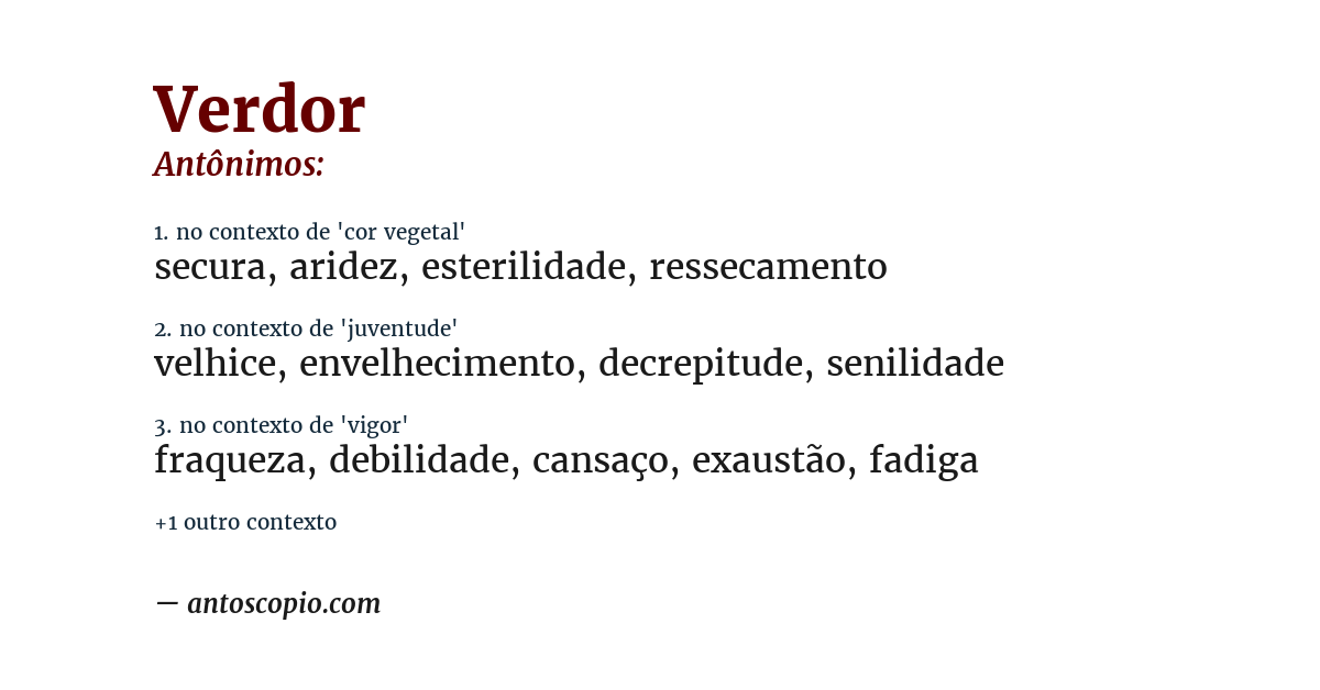 Antônimo de verdor