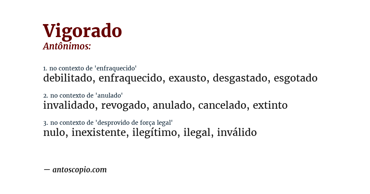 Antônimo de vigorado