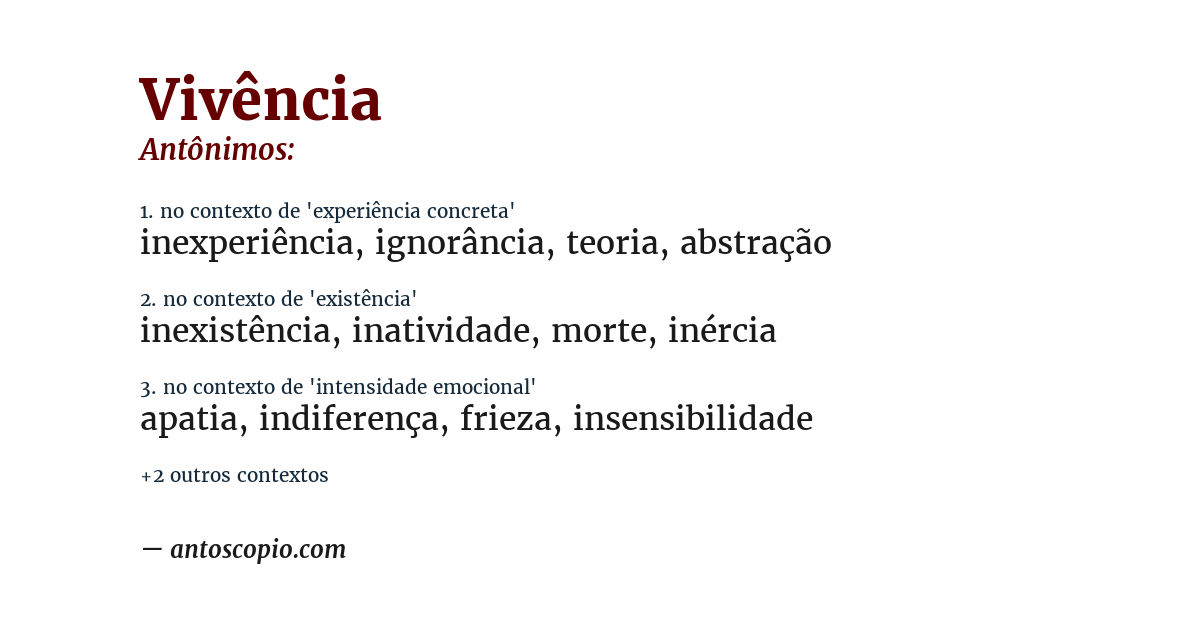 Antônimo de vivência