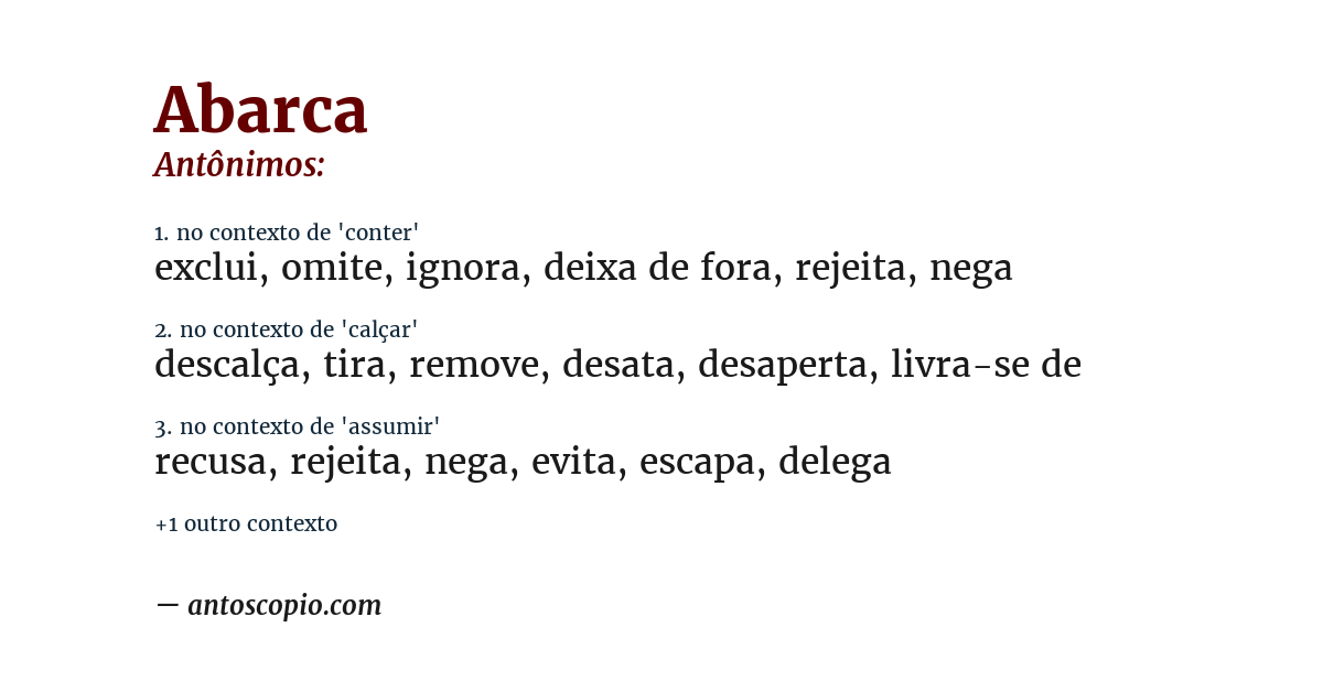 Antônimo de abarca