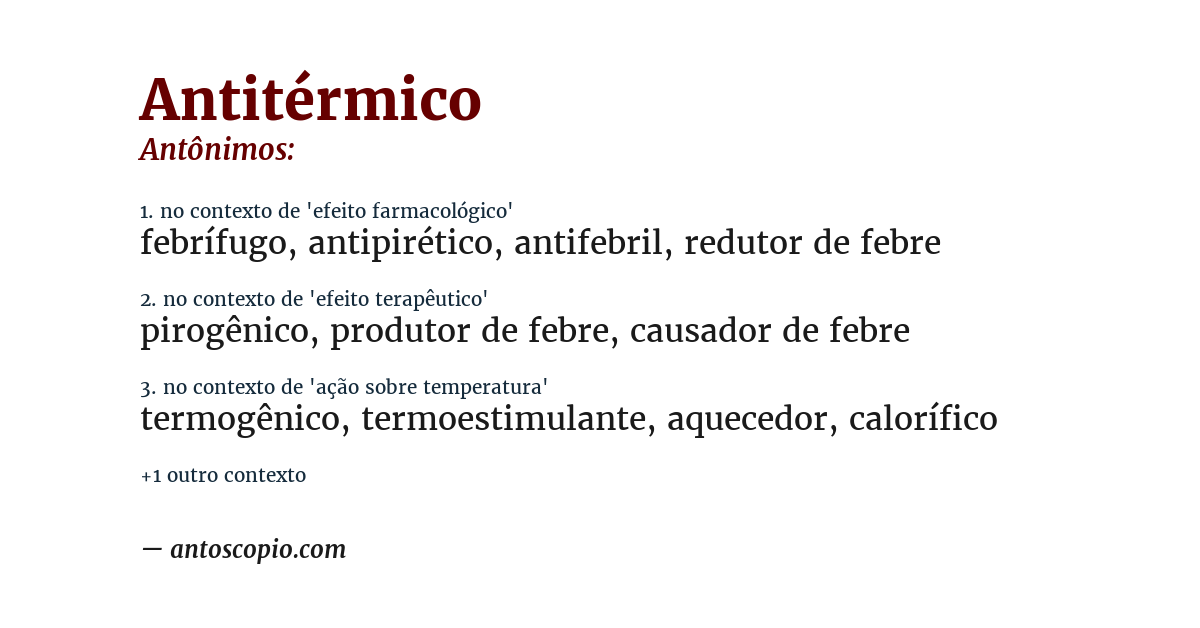 Antônimo de antitérmico