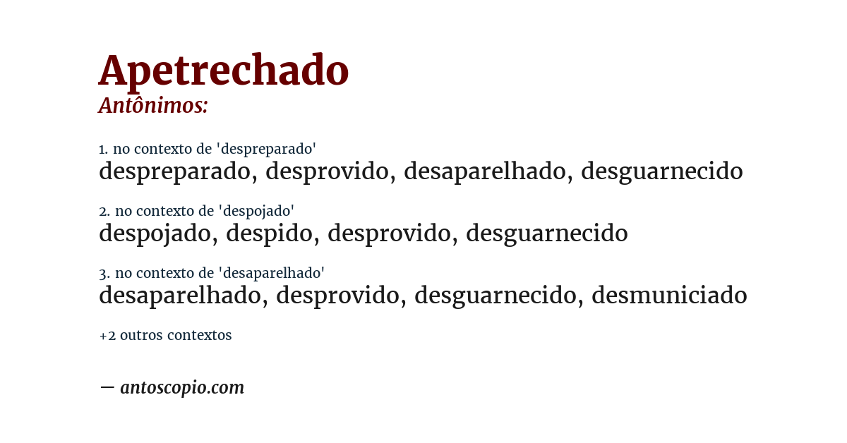 Antônimo de apetrechado