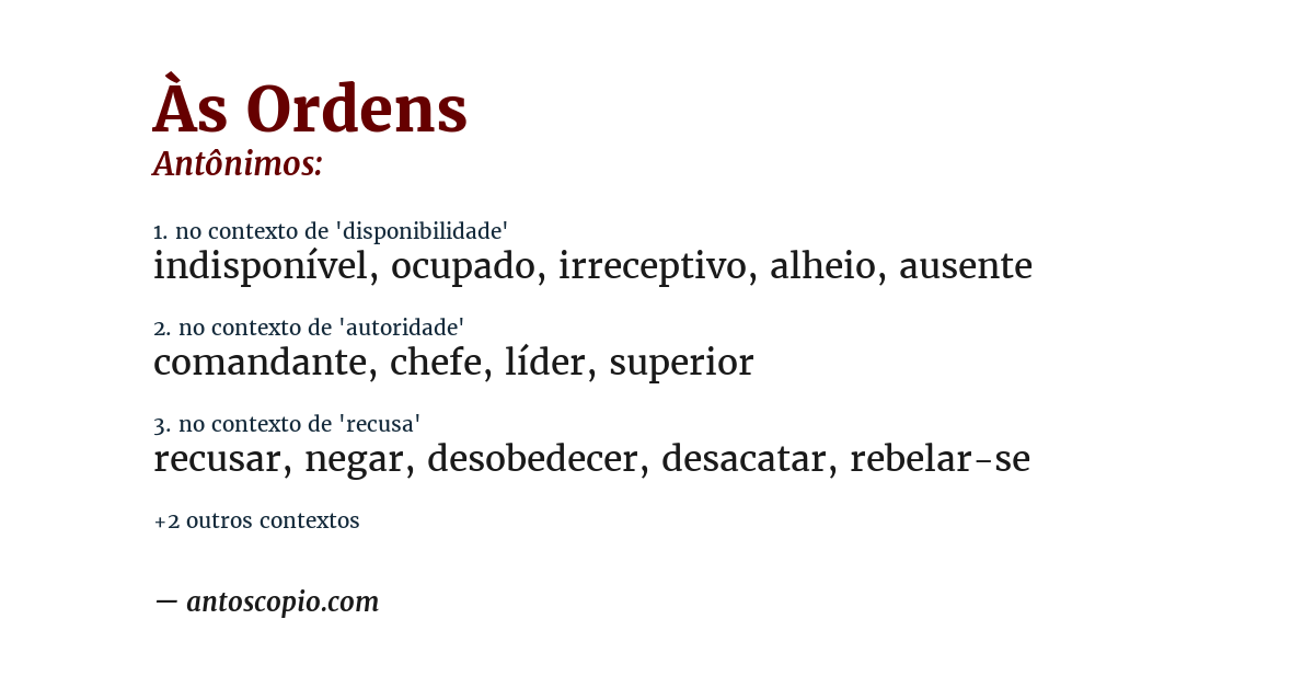 Antônimo de às ordens