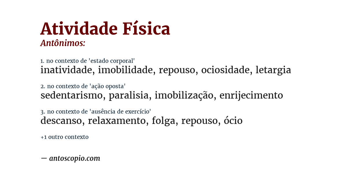 Antônimo de atividade física