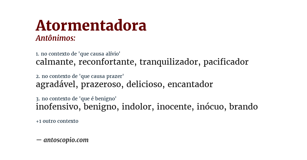 Antônimo de atormentadora