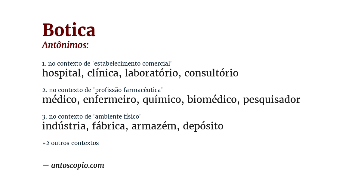 Antônimo de botica