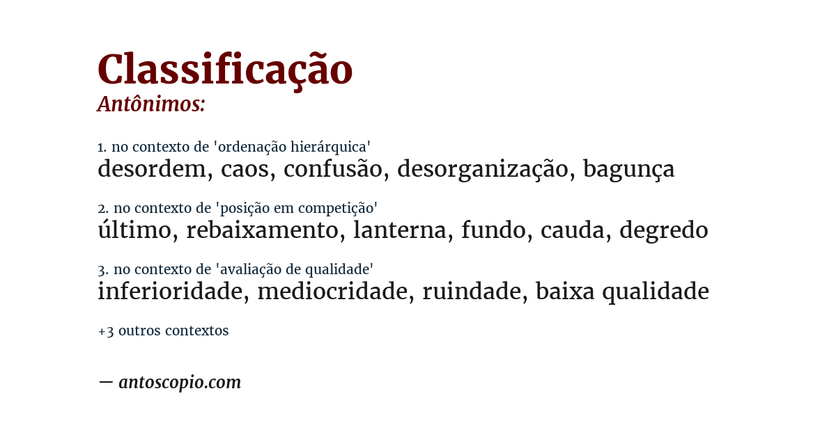 Antônimo de classificação