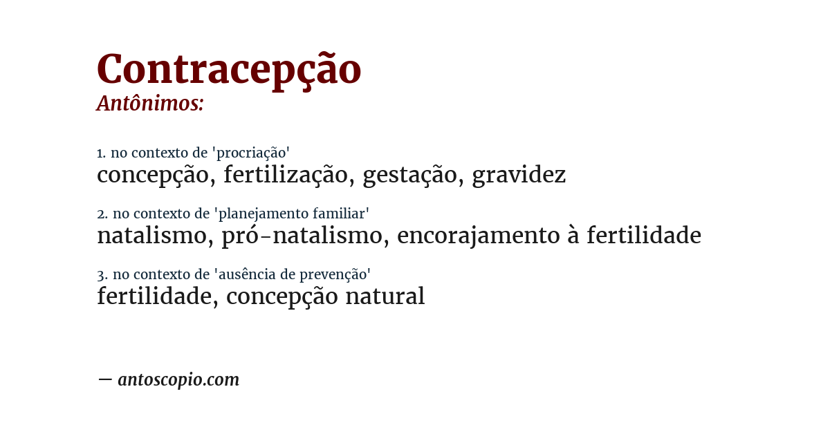 Antônimo de contracepção