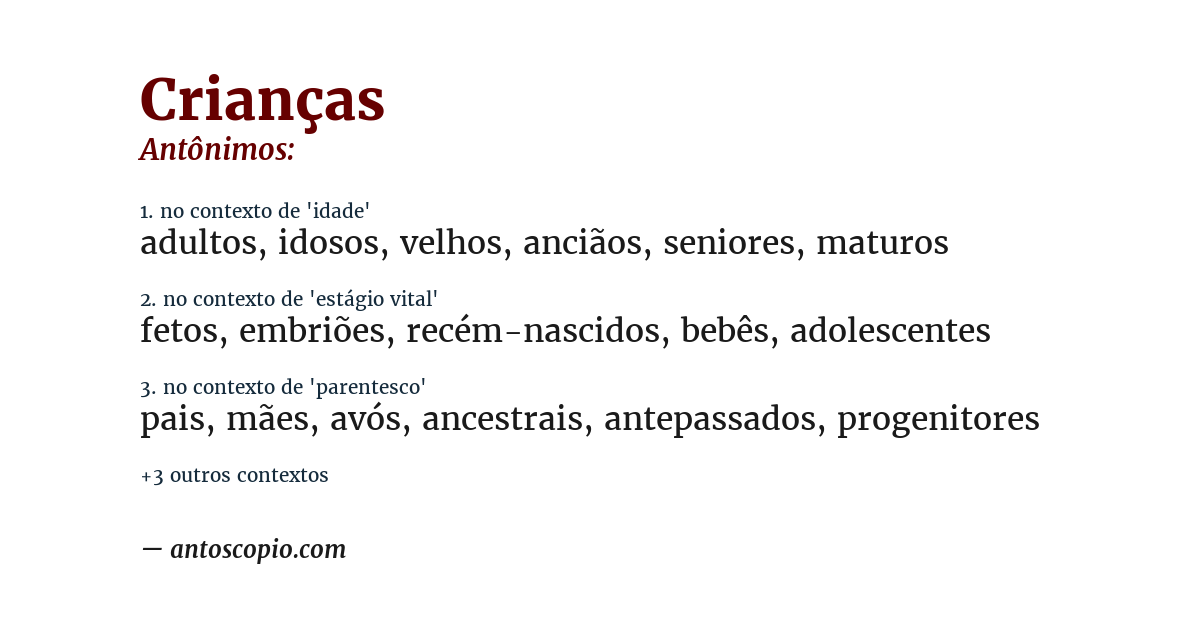 Antônimo de crianças