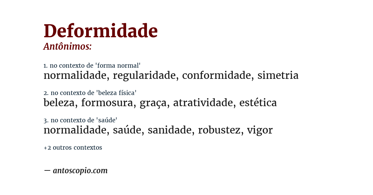 Antônimo de deformidade
