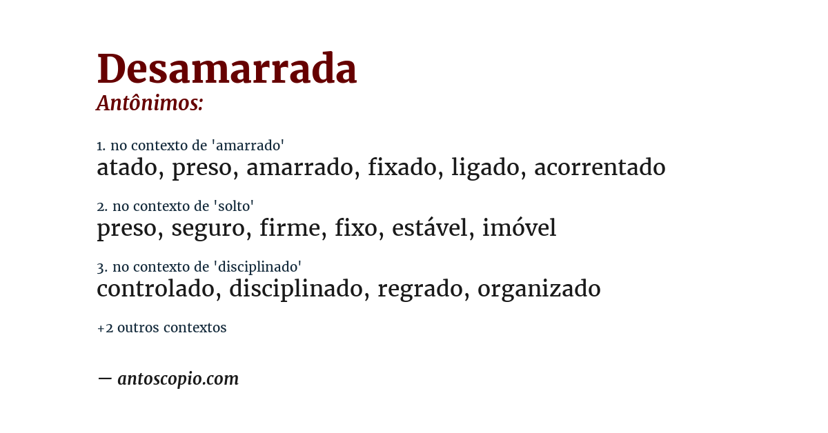 Antônimo de desamarrada