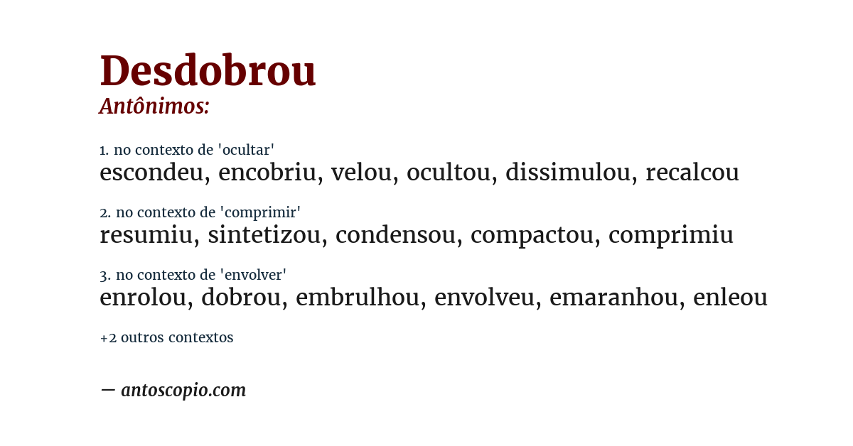 Antônimo de desdobrou