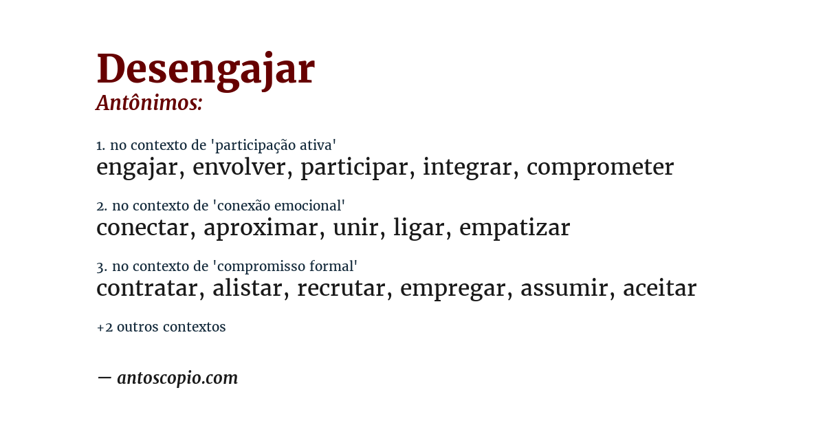 Antônimo de desengajar