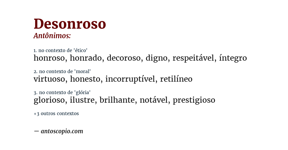 Antônimo de desonroso