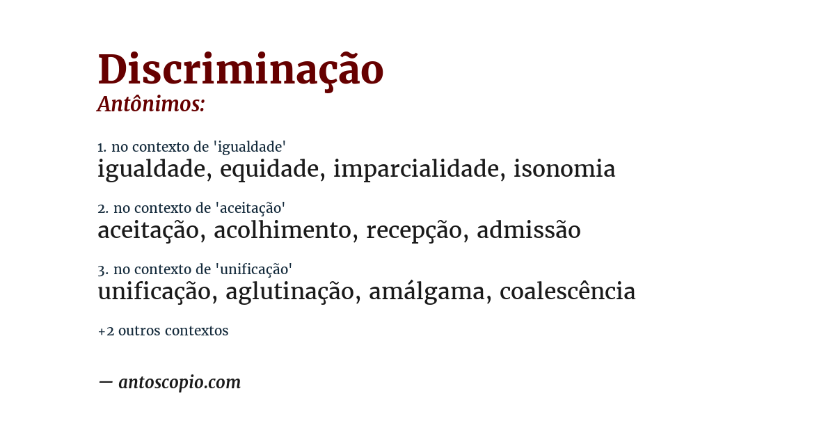 Antônimo de discriminação