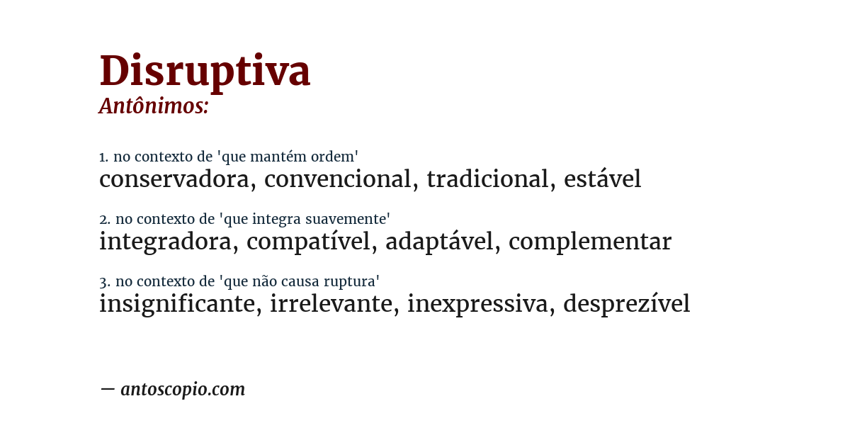 Antônimo de disruptiva