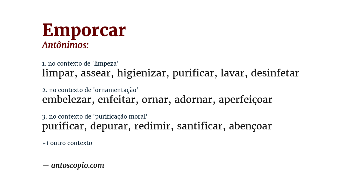 Antônimo de emporcar