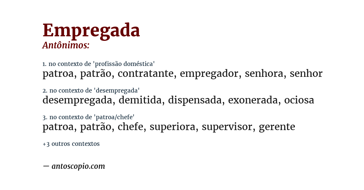 Antônimo de empregada