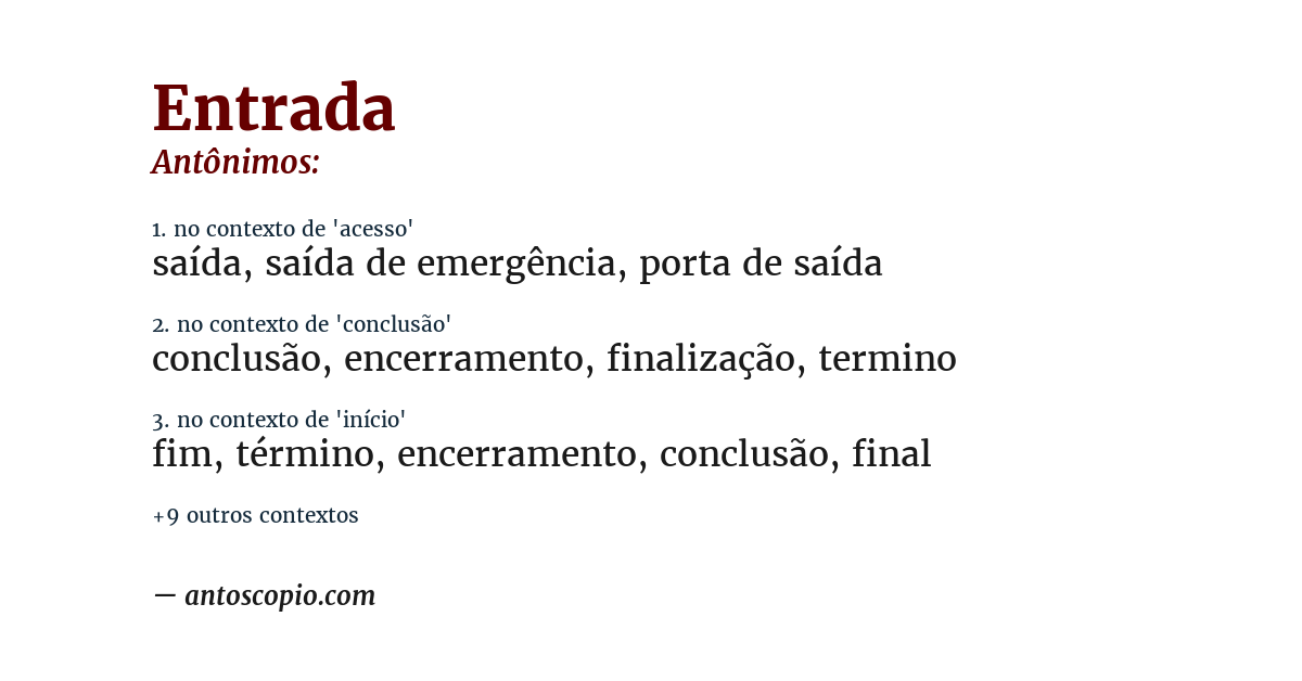 Antônimo de entrada
