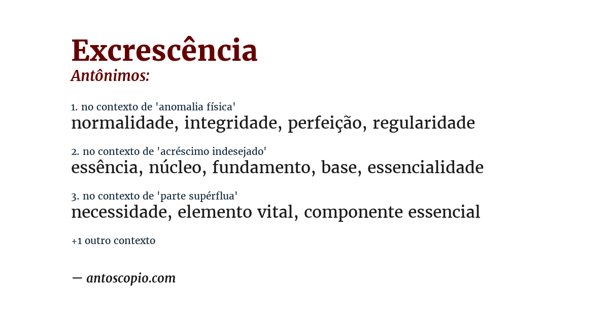Antônimo de excrescência