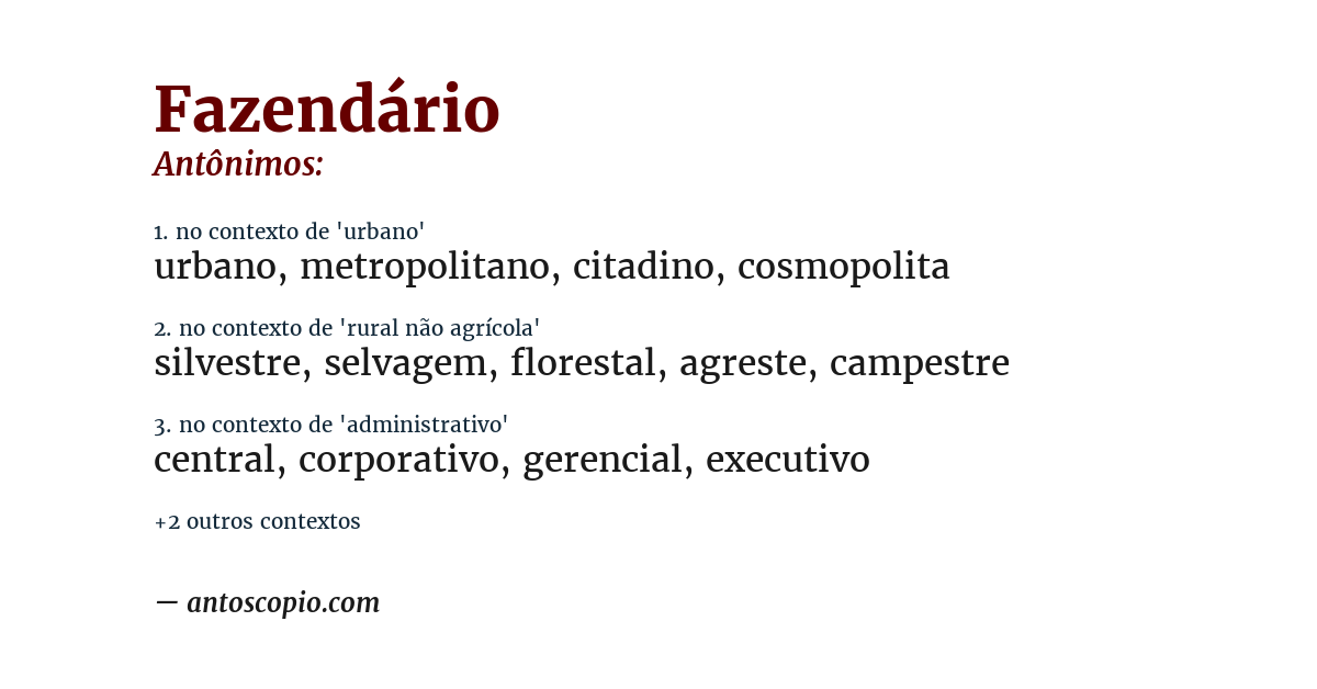 Antônimo de fazendário