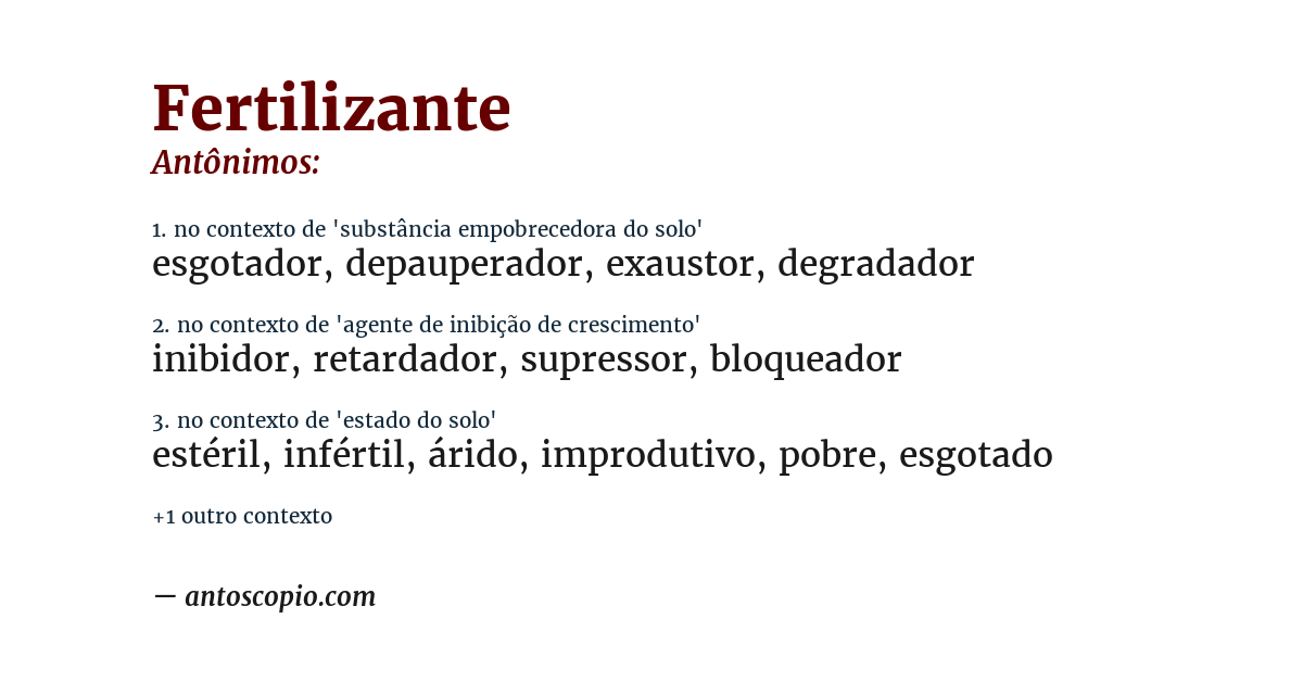 Antônimo de fertilizante