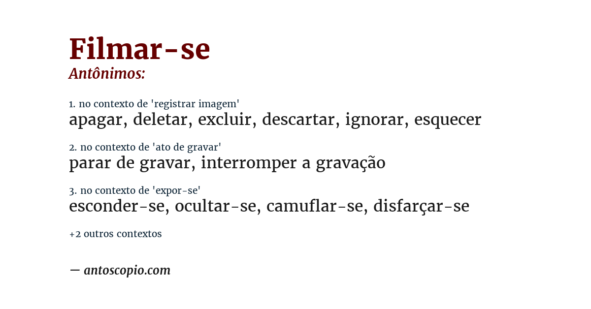 Antônimo de filmar-se