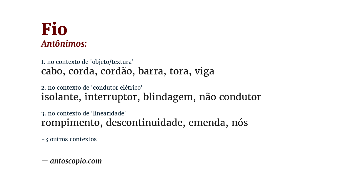 Antônimo de fio