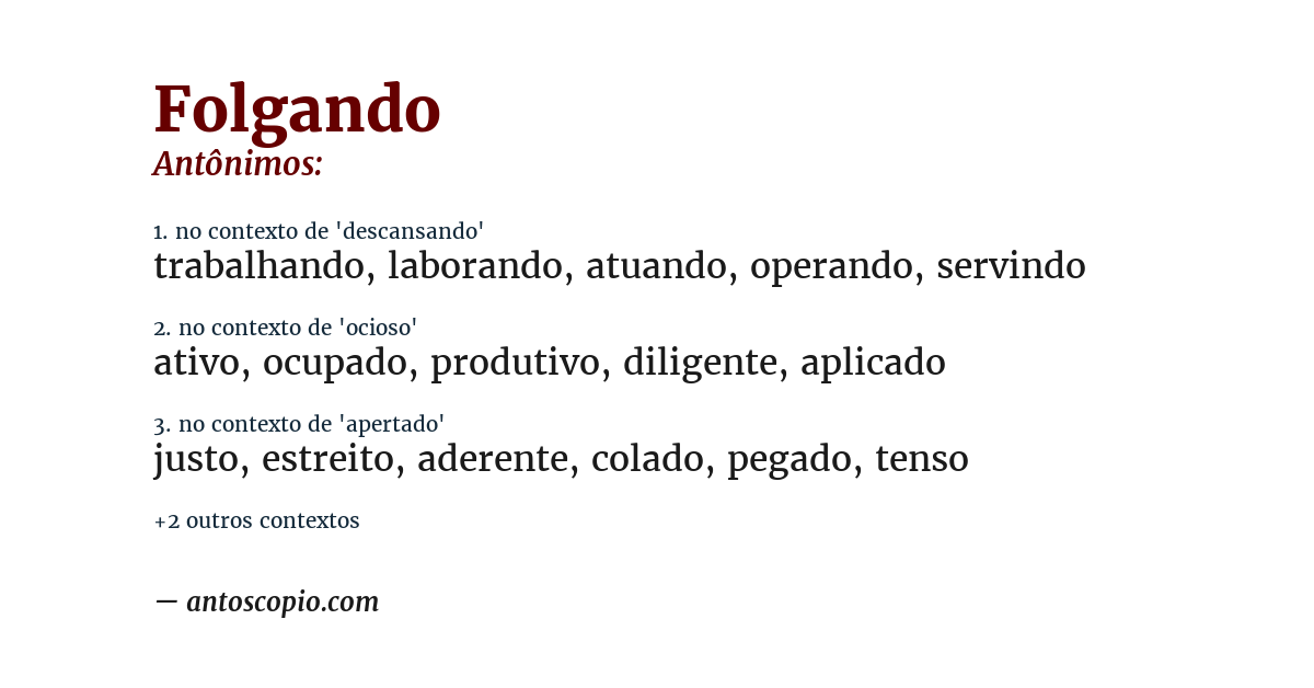 Antônimo de folgando