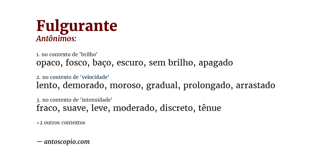 Antônimo de fulgurante