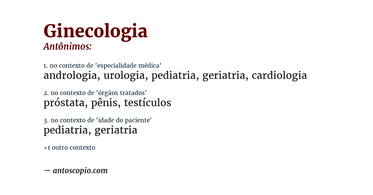 Antônimo de ginecologia