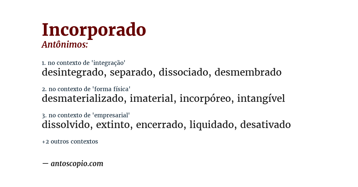 Antônimo de incorporado